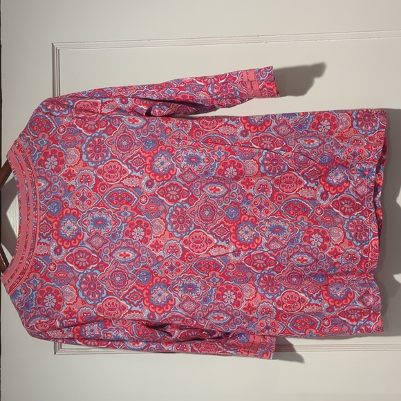 Talbots Women's Pink Paisley V Neck 3/4 Sleeve tunic size Lp - Picture 4 of 9